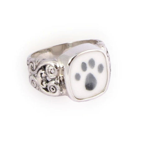 Size 12 Broken China Jewelry Kitty Cat Paw Sterling Ring