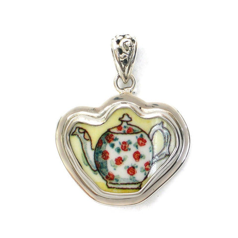 Broken China Jewelry Duchess Teapot Rose Chintz Tea Pot Sterling Pendant