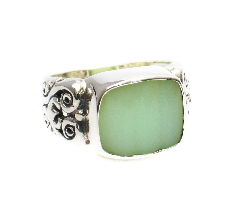 SIZE 7 Broken China Jewelry Fire King Jadeite Sterling Ring